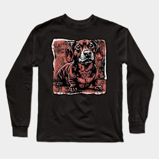 Retro Art Dachshund Dog Lover Long Sleeve T-Shirt